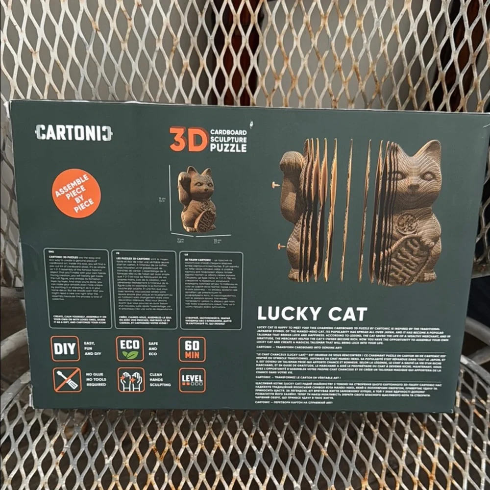 Cartonic Lucky Cat - Cardboard 3D Puzzle Unique Gift Decor Eco Material Fun